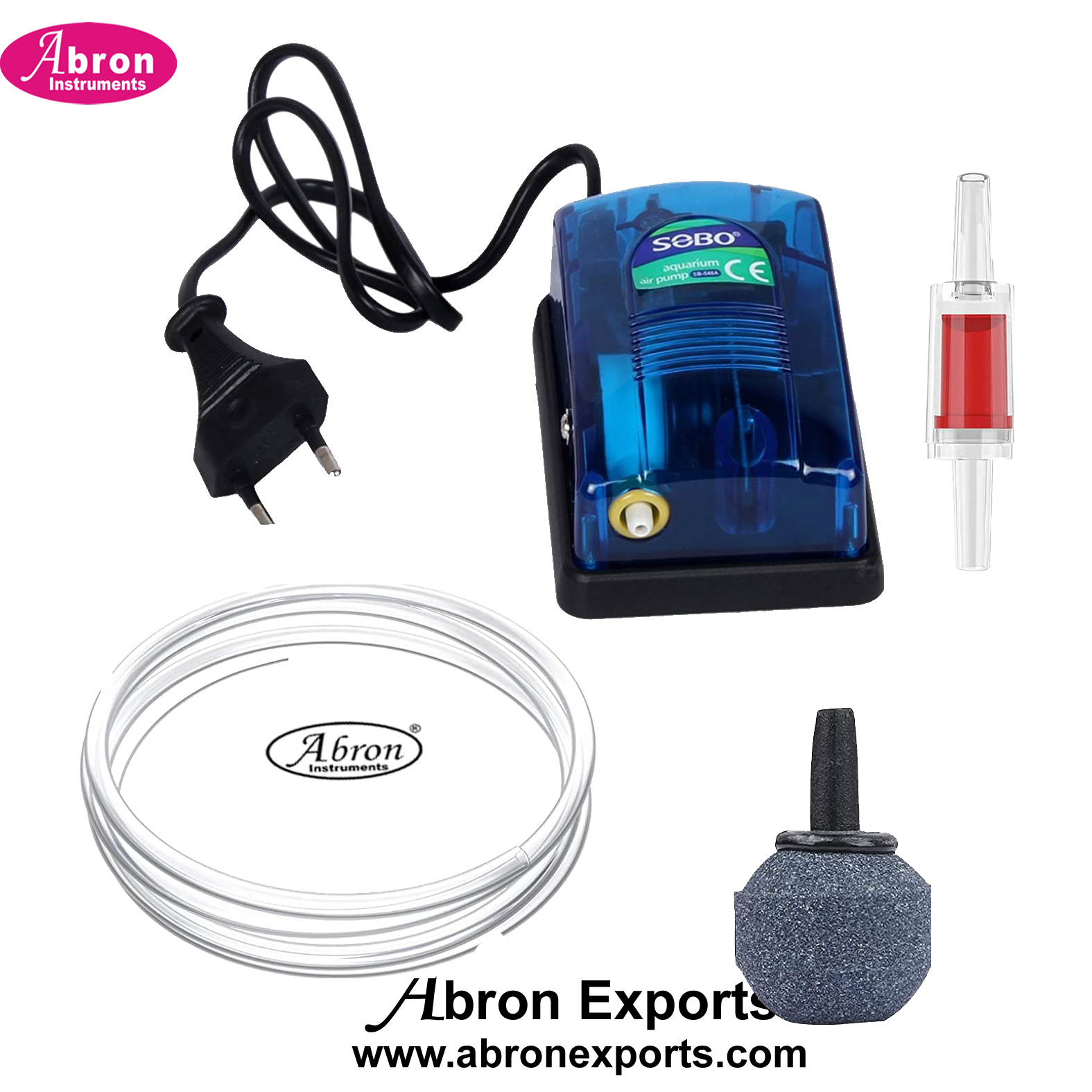 Aquarium Aeration system set Oxygen Air Pump 1 Air Stone 1 Meter Pipe 1 Non Return Check Valve Abron AB-250ABMK 